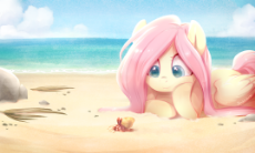 1223699__safe_fluttershy_solo_female_pony_mare_pegasus_cute_prone_beach_lying+down_shyabetes_colored+pupils_ocean_folded+wings_looking+at+something_a.png