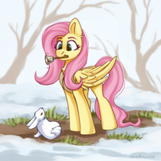 3721665__safe_artist-colon-lazybread_derpibooru+import_fluttershy_pegasus_pony_rabbit_g4_season+1_winter+wrap+up_animal_bell_cute_fanart_female_folded+.png