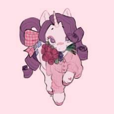 7193815__safe_artist-colon-tearyeyedanimal_imported+from+derpibooru_rarity_pony_unicorn_blush+scribble_blushing_bouquet_bouquet+of+flowers_bow_bu.jpg