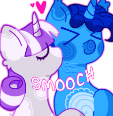 7473550__safe_artist-colon-cakeapocalypse_imported+from+derpibooru_night+light_twilight+velvet_pony_unicorn_cheek+kiss_duo_duo+male+and+female_female_horn_kissi.png