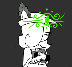 2011681__safe_solo_pony_oc_clothes_male_earth+pony_monochrome_eyes+closed_hat_magic_book_foal_colt_femboy_hair+over+one+eye_story+included_feather_cy.png