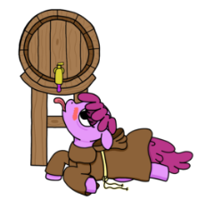 6902849__safe_artist-colon-cutehorseprions_berry+punch_berryshine_earth+pony_pony_alcohol_barrel_blushing_clothes_drunk_female_mare_monk_ponerp.png