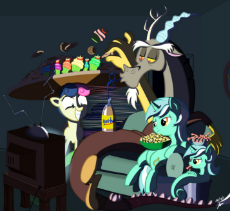 4 62455__safe_discord_lyra+heartstrings_bon+bon_sweetie+drops_pony_unicorn_earth+pony_food_sitting_race+swap_draconequus_eating_couch_dark_insanity_tel.jpg