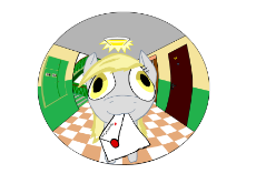 258446__safe_artist-colon-wesmir_derpyhooves_pegasus_pony_female_fisheyelens_hallway_letter_mail_mare_mouthhold.png