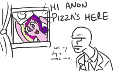 1349543__safe_artist-colon-jargon scott_princess cadance_oc_oc-colon-anon_cadance's pizza delivery_cute_food_frown_grumpy_hi anon_hoof hold_human_ope.png