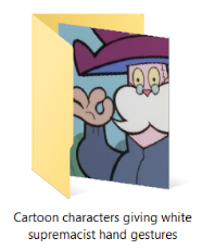 Cartoon characters giving white supremacist hand gestures.png