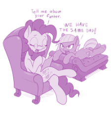 1794843__safe_pinkie+pie_limestone+pie_female_pony_mare_simple+background_earth+pony_open+mouth_white+background_eyes+closed_dialogue_glasses_duo_sis.png