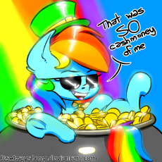 1766193__safe_artist-colon-itsalwayspony_rainbow dash_cash money_female_frog (hoof)_hat_meme_pegasus_pony_pot of gold_rainbow dosh_solo_sunglasses_.png
