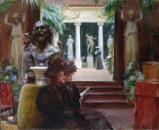 Charles Courtney Curran (1861-1942) At the Sculpture Exhibition - Oil on canvas 1895.jpg