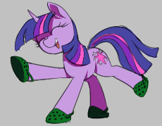 6865153__safe_artist-colon-thebatfang_imported+from+twibooru_twilight+sparkle_pony_unicorn_crocs_cute_dancing_do+the+sparkle_eyes+closed_female_gray+background_.png