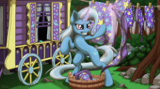 1523129__safe_artist-colon-ohemo_trixie_4k_cape_clothes_female_glowing horn_hat_laundry_magic_mare_pony_smiling_solo_trixie's cape_trixie's hat_tri.png