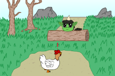 Curious dunce look at chicken.png