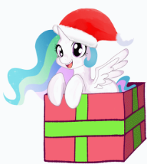 6859790__safe_artist-colon-klondike_imported+from+derpibooru_princess+celestia_alicorn_animated_christmas_hat_holiday_present_santa+hat.gif